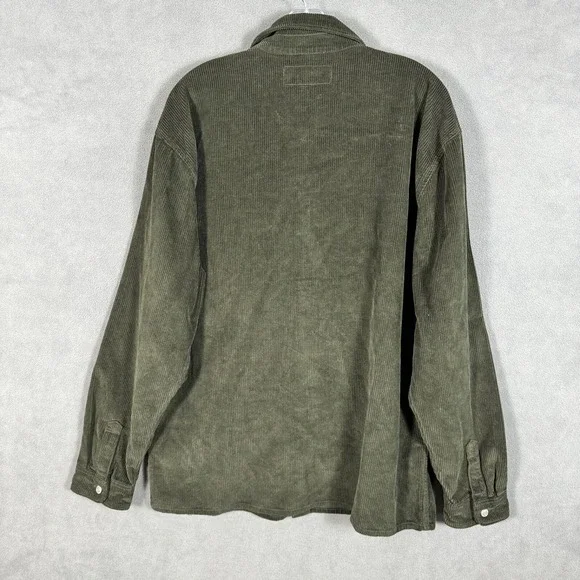 Abercrombie & Fitch Corduroy Shirt Men L Tall Green Cotton Shacket Vintage - Picture 7 of 12